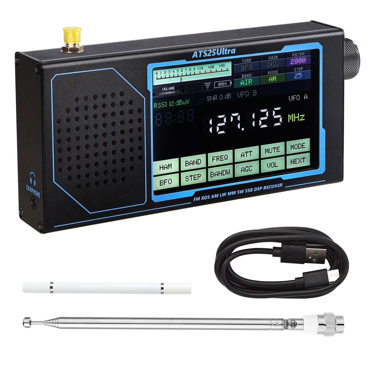 HamGeek ATS25 ULTRA SDR Radio Receiver FM SW SSB MW LW AIR Band, Bluet