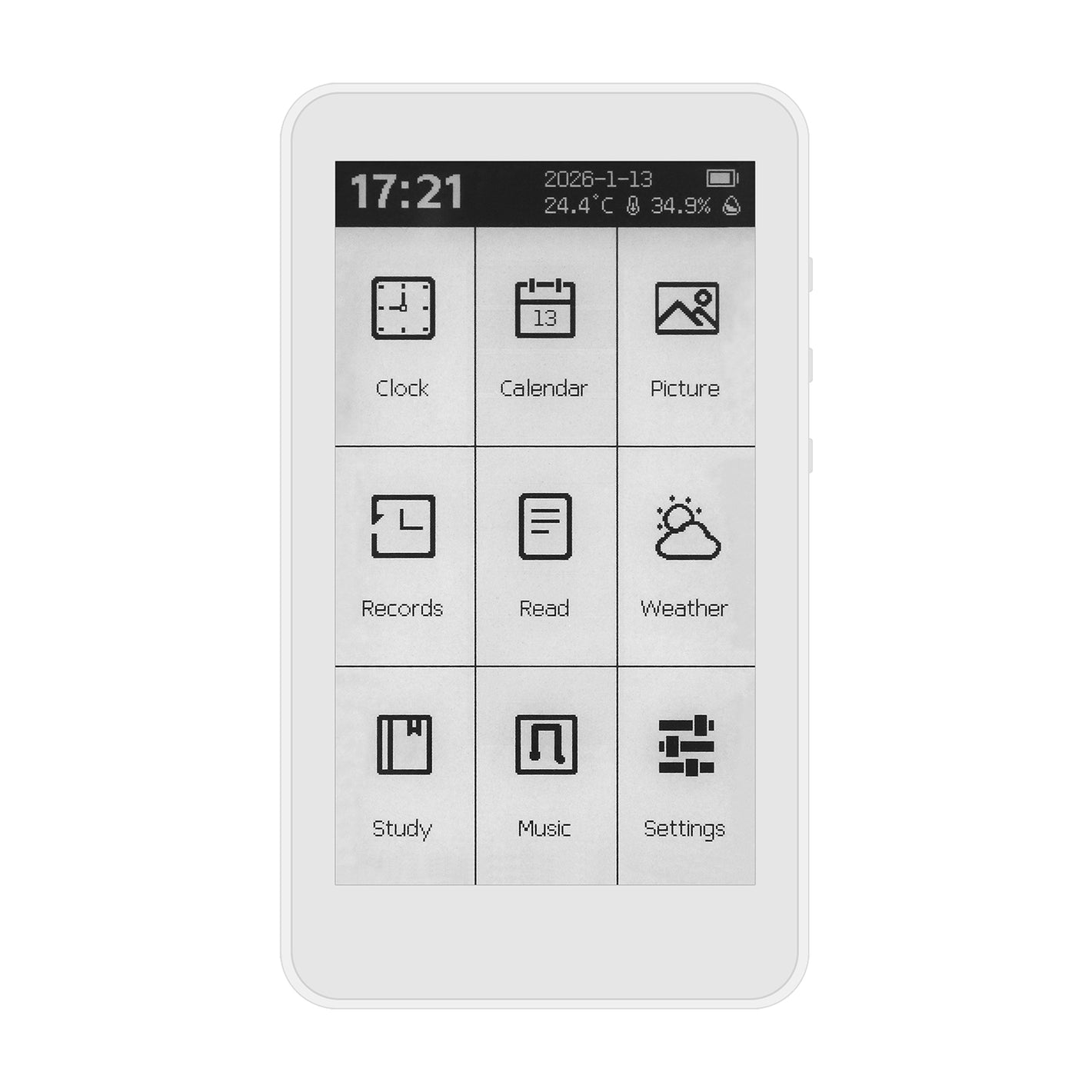 HamGeek M3 Portable E-Book Reader 3.7-inch Touch Screen E-Paper 10-Level Adjustable Backlight Clock E-Ink Display