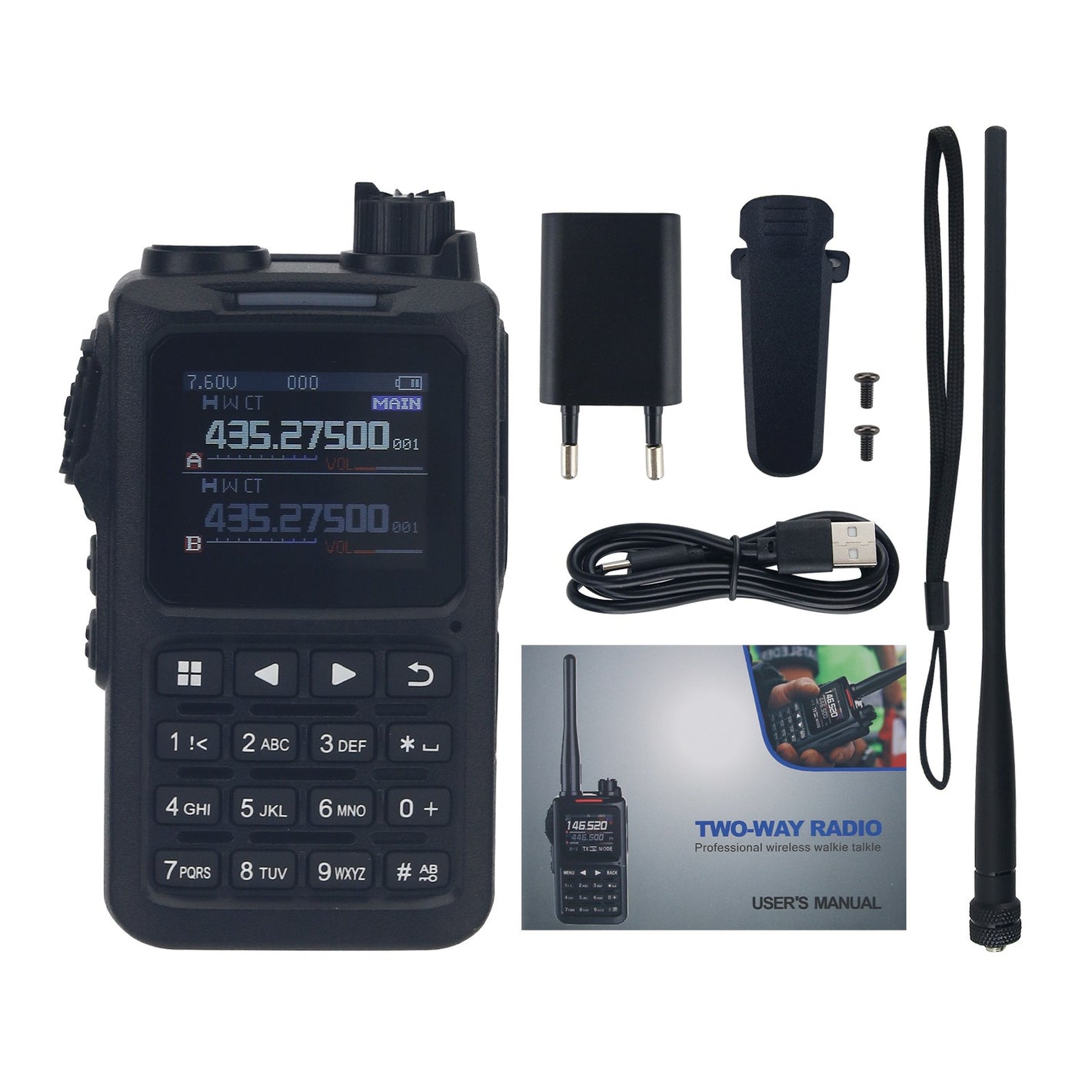 HamGeek FT-70 8W Full Band VHF UHF Simulated Walkie Talkie IP54 Waterproof Radio Communication with 1.77-inch Display
