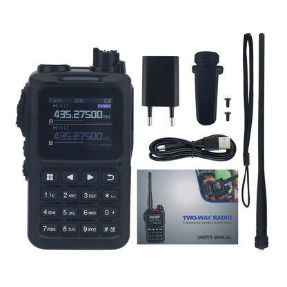 HamGeek FT-70 8W Full Band VHF UHF Simulated Walkie Talkie IP54 Waterproof Radio Communication with 1.77-inch Display