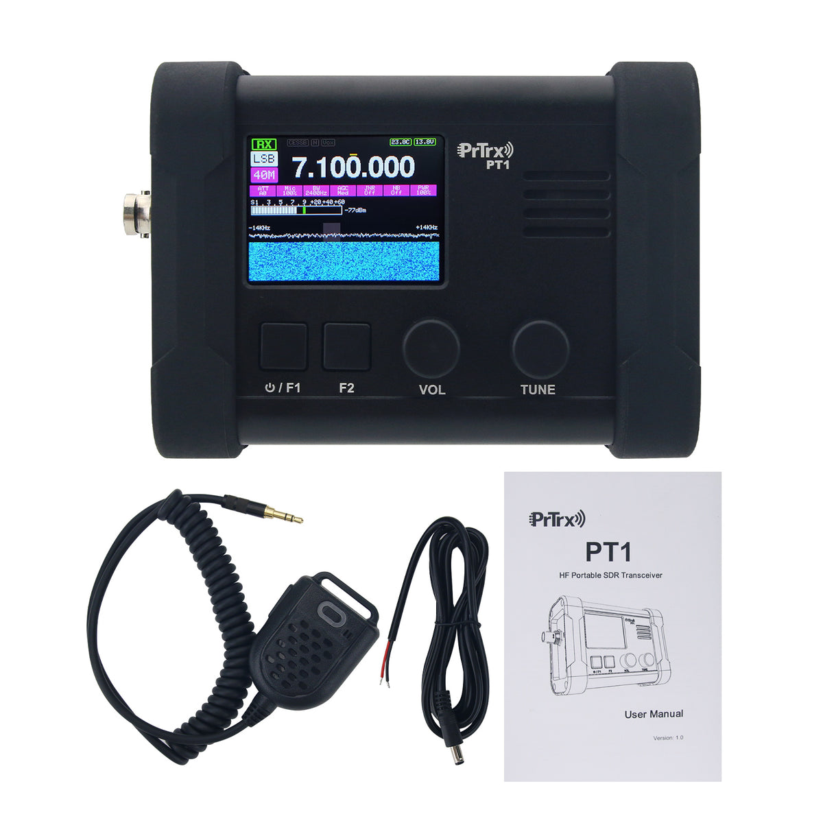 HamGeek PrTrx PT1 HF Portable SDR Transceiver 3.5-30MHz 10W SSB CW AM NFM with 2.0 LCD Display