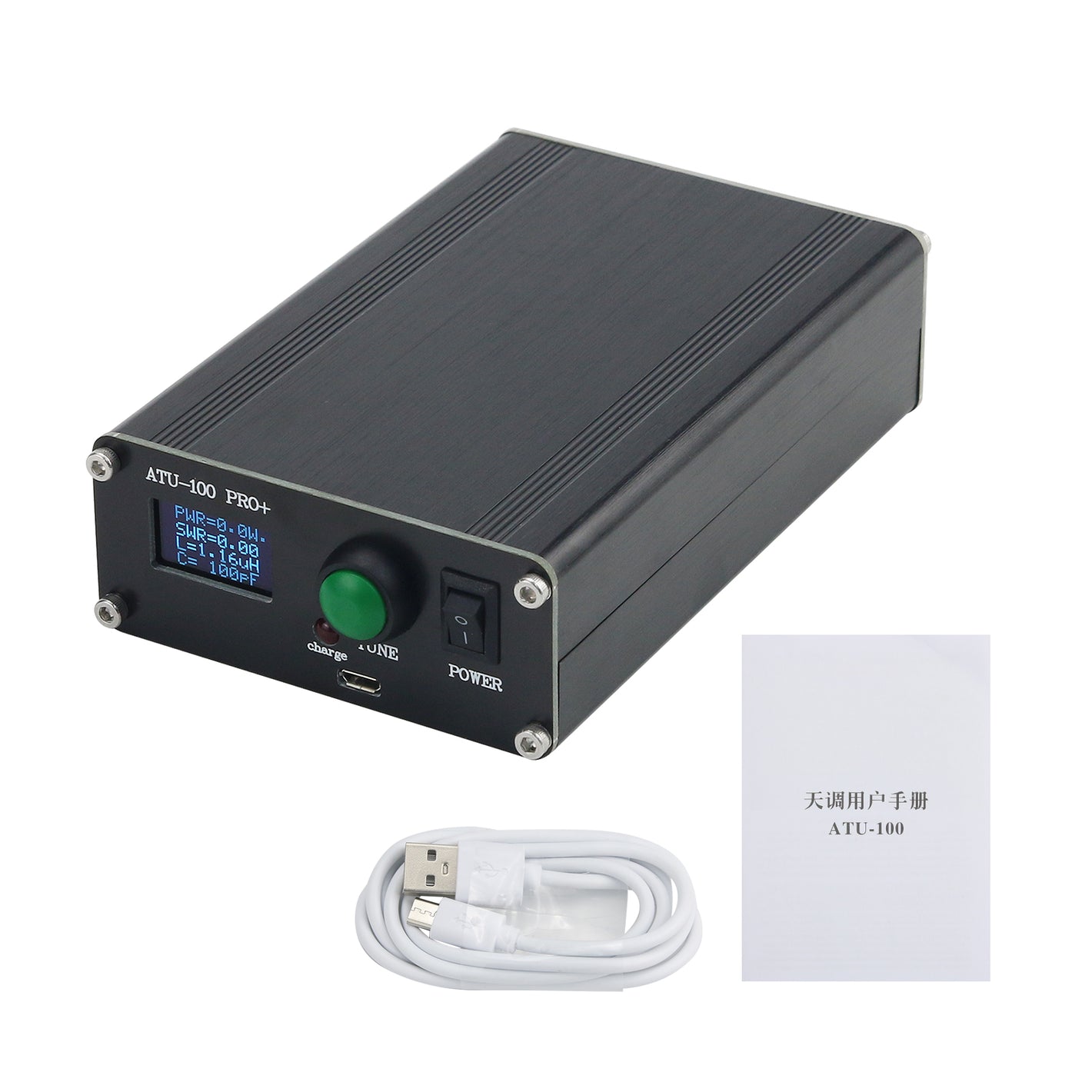 HamGeek ATU-100 PRO+ 100W 1.8-50MHz Automatic Antenna Tuner with 0.96-Inch OLED Display and Shell