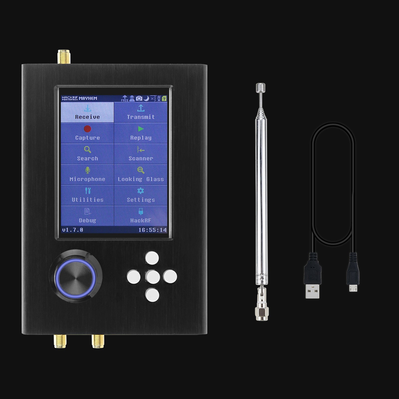 HamGeek 1MHz-6GHz Black SDR Radio Kit HackRF One R9 V2.0.0 +