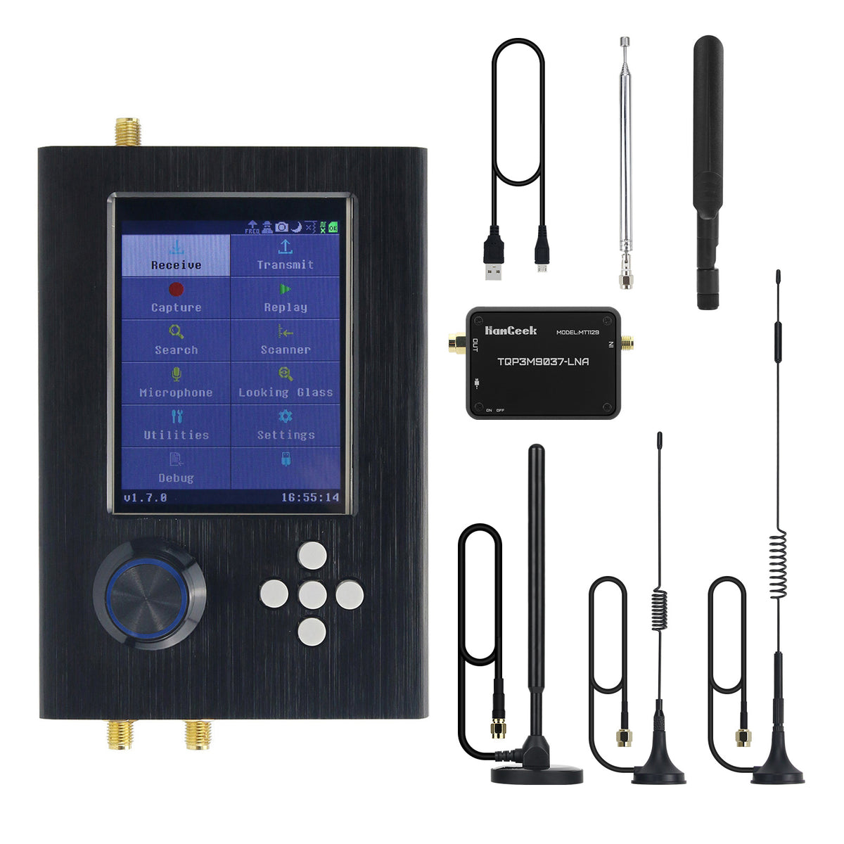 Hackrf Kit HamGeek 1MHz-6GHz Black SDR Radio Kit HackRF One R9 V2.0.0 + Portapack