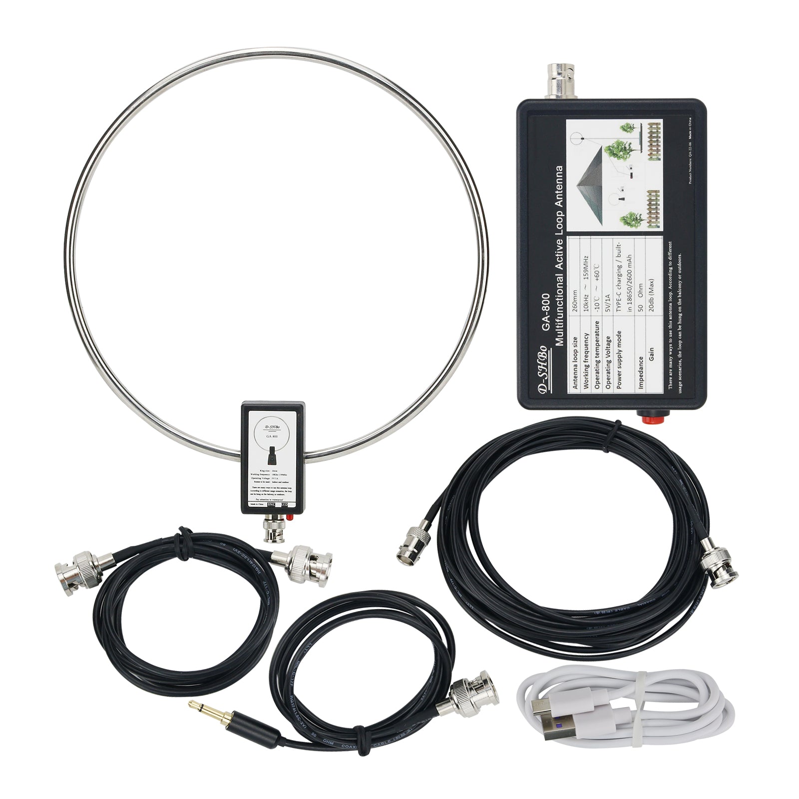 HamGeek GA-800 Active Loop Antenna Shortwave Antenna 10KHz-159MHz Port