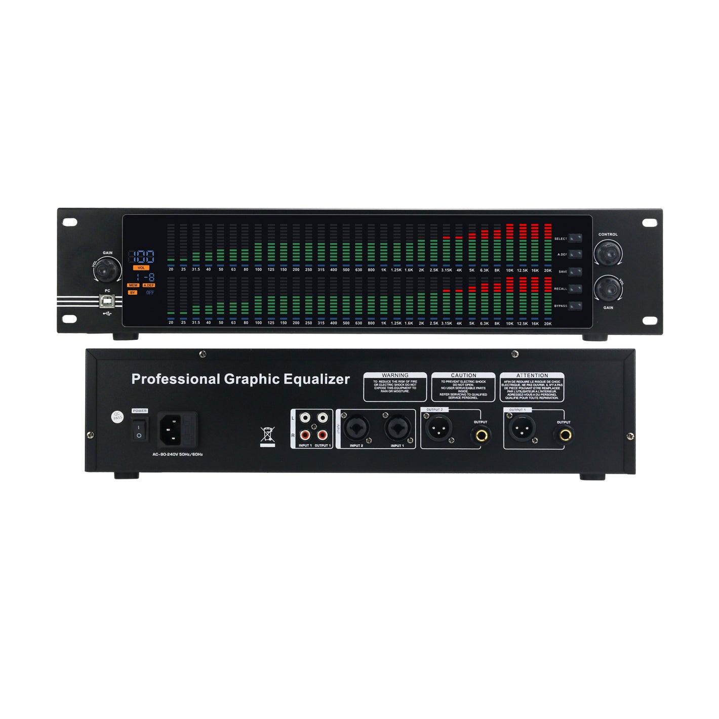 HamGeek Professional 2U Dual 31-Band Graphic Equalizer Spectrum Digital Equalizer EQ-323 for Home & Stage