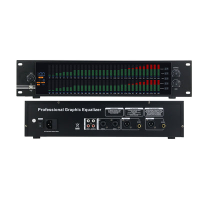 HamGeek Professional 2U Dual 31-Band Graphic Equalizer Spectrum Digital Equalizer EQ-323 for Home & Stage