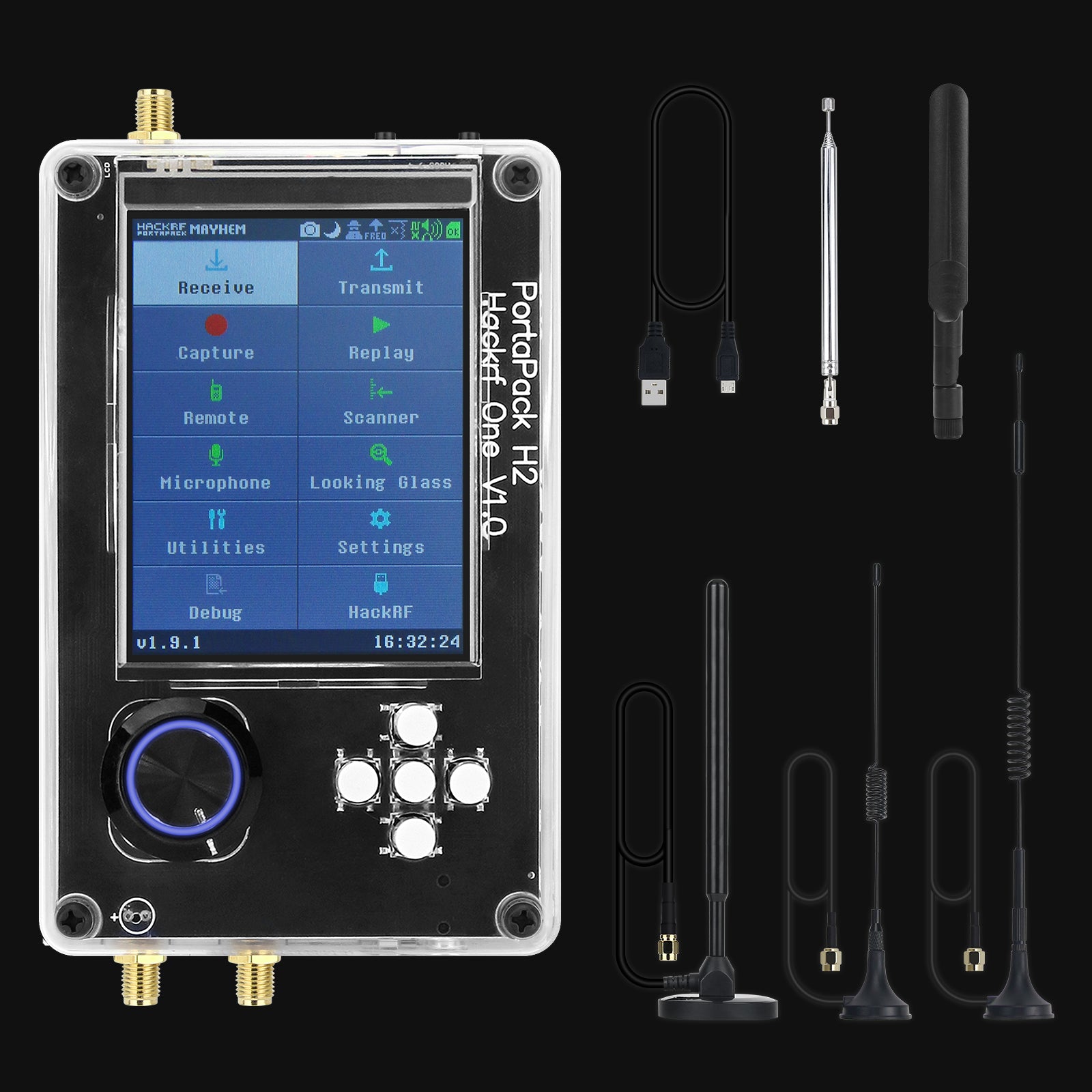 HamGeek HackRF One R9 V2.0.0 + Upgraded PortaPack H2 3.2