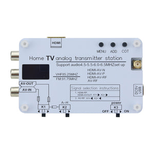 HamGeek White Analog TV Signal Transmitter Home Analog TV Transmitter with OLED Display Supports Global TVs