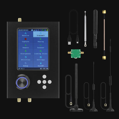 HamGeek 1MHz-6GHz HackRF One R10 V2.0.x + Portapack H2M w/ Built-in Speaker + 5 Antennas + USB Cable (with/without LNA