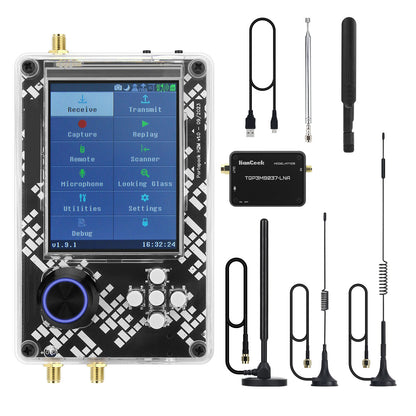 HamGeek HackRF One R10 V2.0.x + PortaPack H2M + Plastic Shell Assembled + 5 Antennas + USB Cable (with/without LNA)