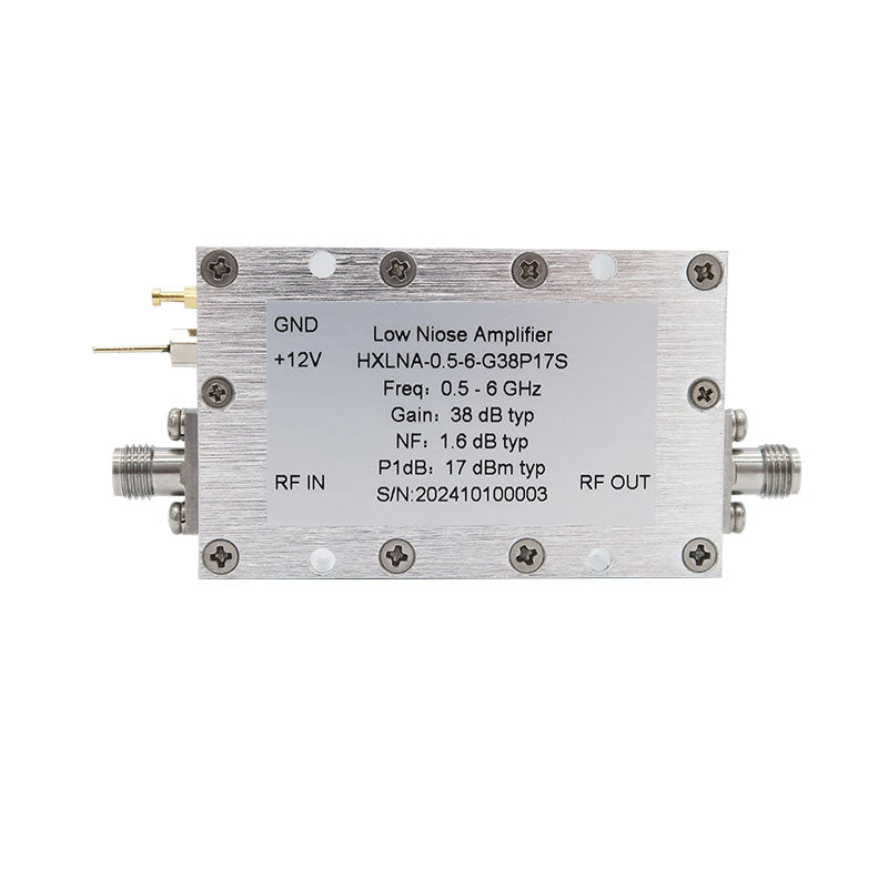 HamGeek HXLNA-0.5-6-G38P17S 500MHz - 6GHz RF Microwave Low Noise Amplifier 38dB High Quality RF Accessory with SMA Female Connector