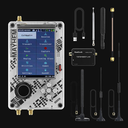 HAMGEEK HackRF One Software Defined Radio MAX2839 R9C + Portapack H4 V2.2.x SDR Radio Assembled with 5 Antennas + LNA